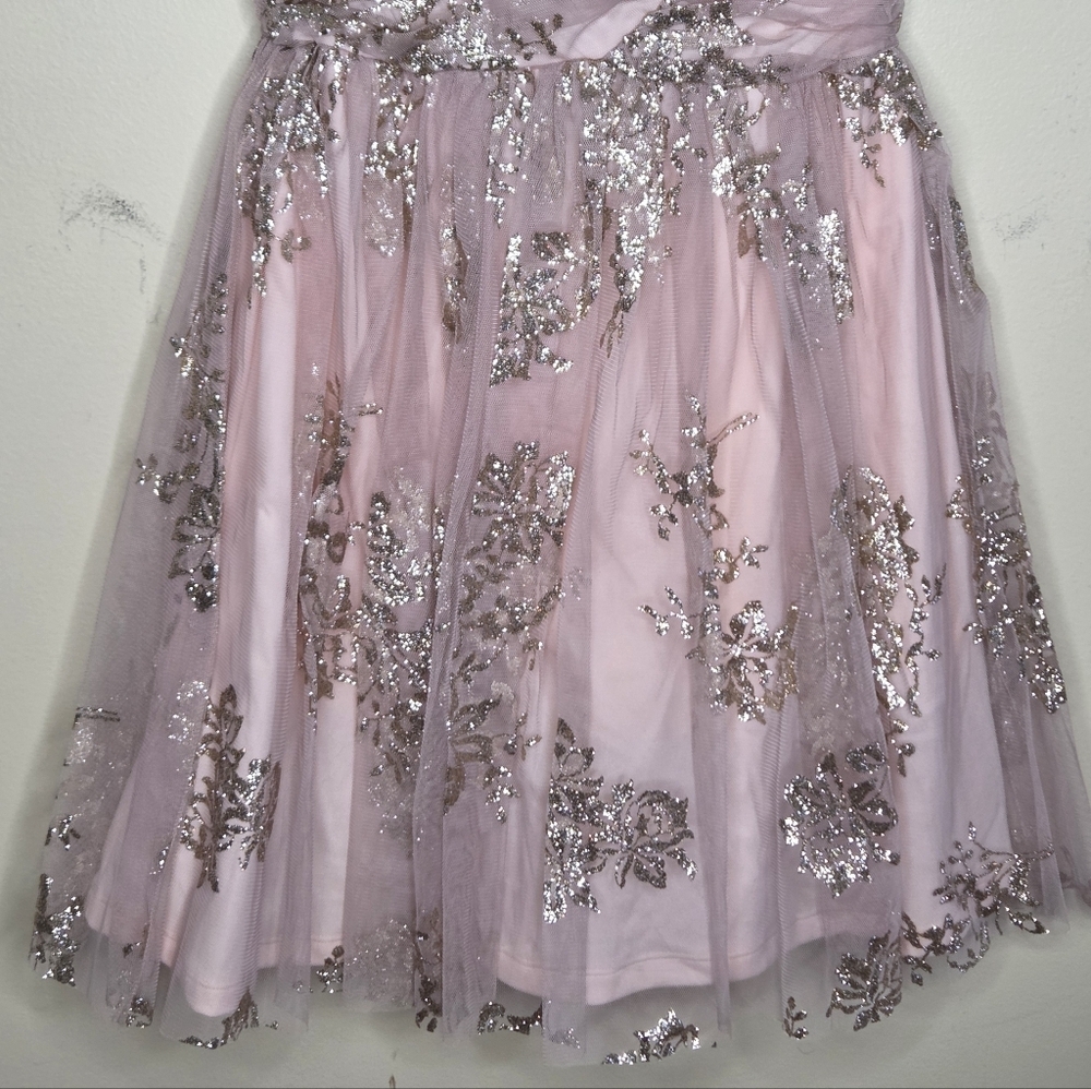 NWT Delia's Y2K Gold Glitter Blush Strapless Mini Dress Junior Size 5-6 - Picture 4 of 7